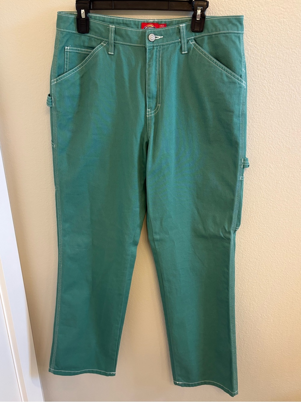 NWOT Dickies Green Canvas Work Pants with White Topstitching